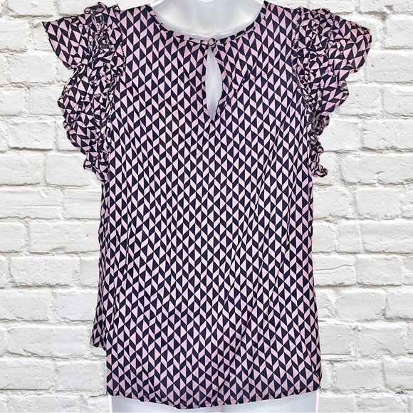 On 34th Geometric Ruffled Cap-Sleeve Top - Picture 2 of 4